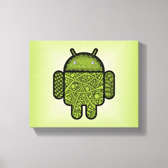 Toile Bubbles Doodle Character pour le robot Android™ (Recto)