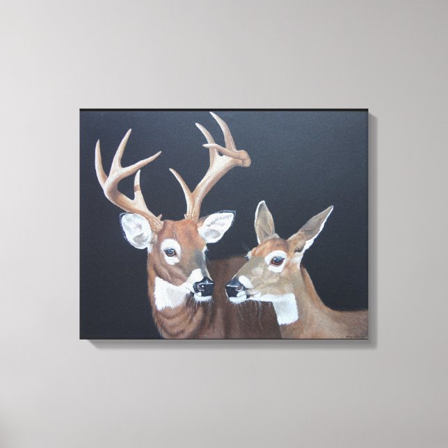 Toile Buck et Doe Whitetail Deer (Recto)