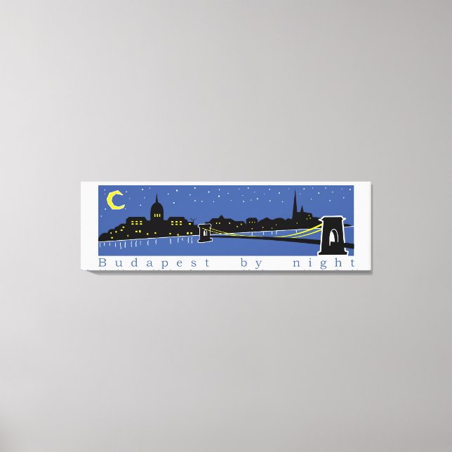 Toile Budapest De Nuit, Hongrie, magyar (Recto)