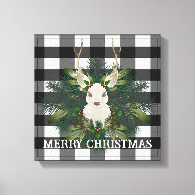 Toile Buffalo Plaid Festin Reindeer Noël (Recto)