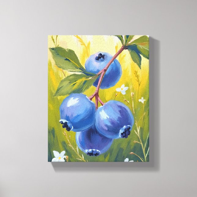Toile Buisson de myrtilles | Peinture aquarelle de fruit (Recto)