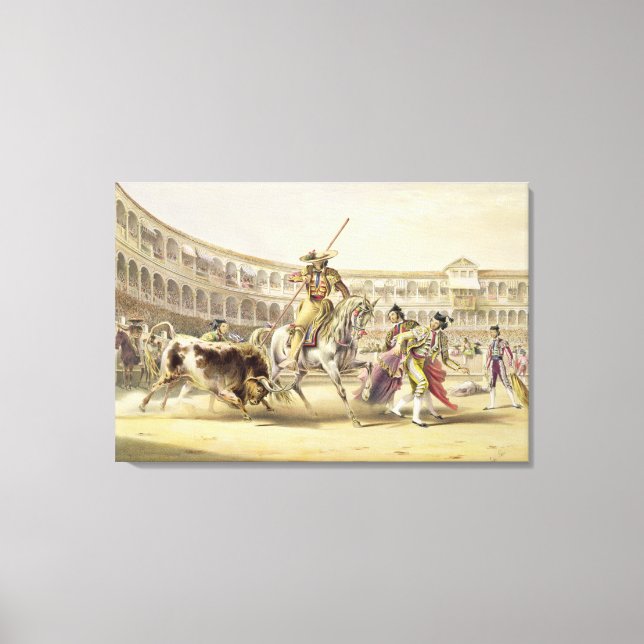 Toile Bull Charging a Picador, 1865 (litho couleur) (Recto)
