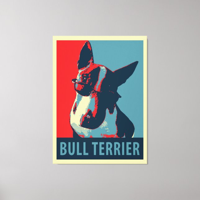 Toile Bull Terrier Parodie politique (Recto)