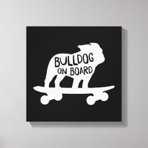 Toile Bulldog à bord   Chien de Skateboard Silhouette