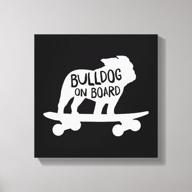 Toile Bulldog à bord | Chien de Skateboard Silhouette (Recto)