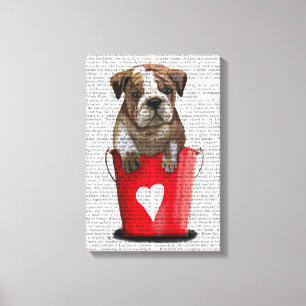 Toile Bulldog Bucket Of Love Red