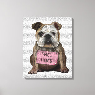 Toile Bulldog Free Hugs