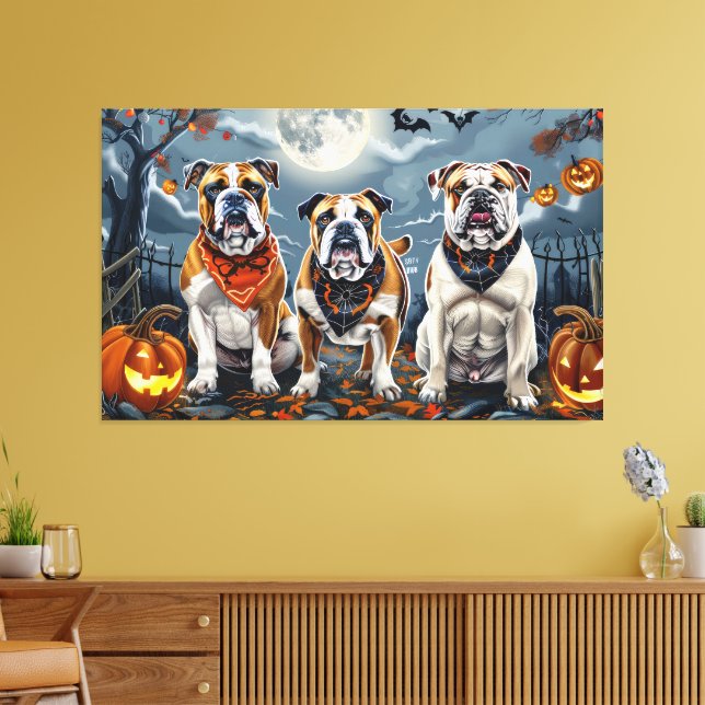 Toile Bulldog Halloween Éffrayant (Insitu(Salon))