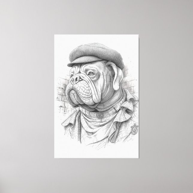 Toile Bulldog Minister Marble Statue Canvas Art (Recto)