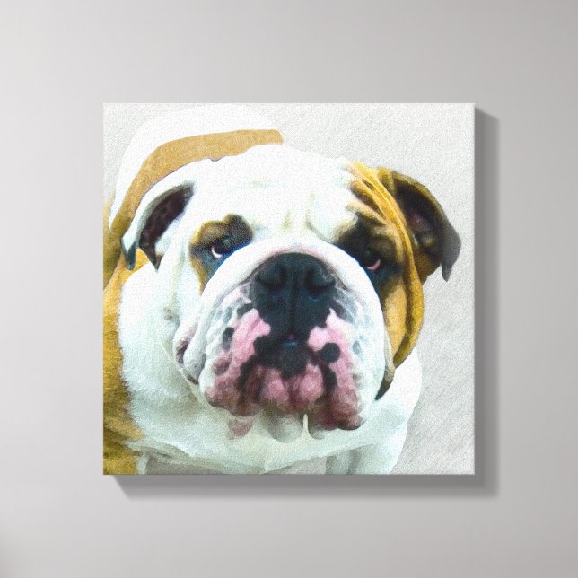 Toile Bulldog Painting - Joli art original chien (Recto)