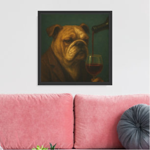 Toile Bulldog raffiné à la table - Peinture à l'huile cl