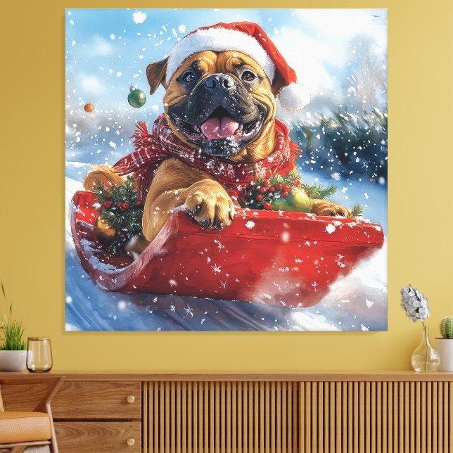 Toile Bullmastiff Chien dans la corniche Laissez-le neig (Insitu(Salon))