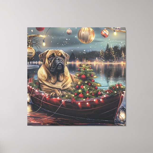 Toile Bullmastiff Noël Festive Voyage (Recto)
