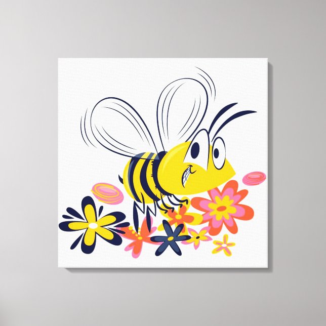 Toile Bumble Bee et Fleurs mignonnes (Recto)