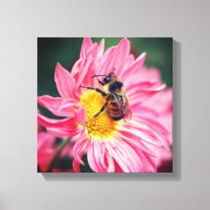 Toile Bumble Bee On Rose Daisy Flower 2