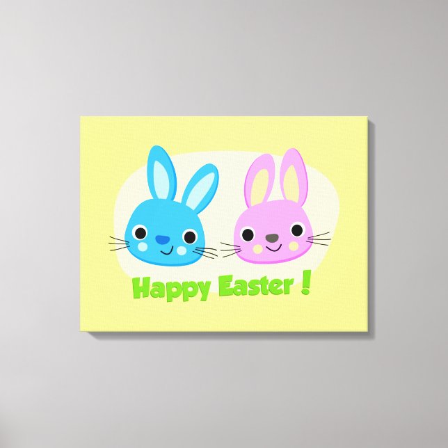 TOILE BUNNIES "HAPPY EASTER" (Recto)