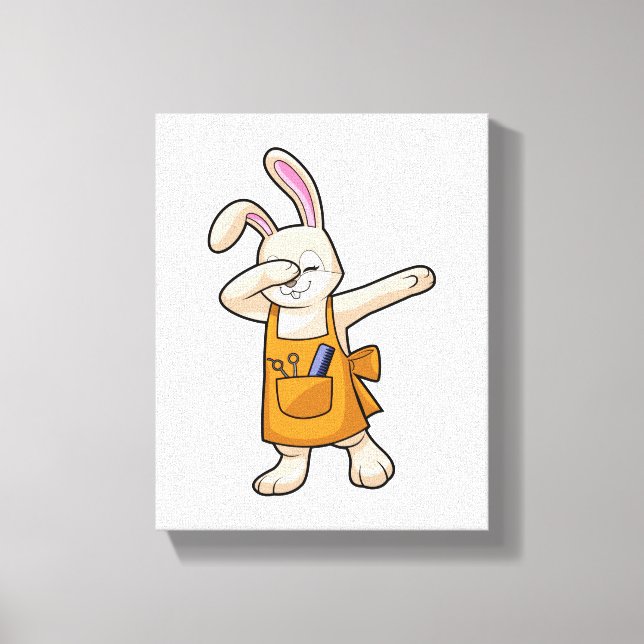 Toile Bunny comme coiffeur avec peigne et ciseaux (Recto)