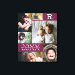 Toile Burgundy moderne Couleur Bloc Famille 6 Photo Coll<br><div class="desc">Vin de Bourgogne moderne Couleur Bloc Famille 6 Photo Collage - avec nom de famille personnalisé, année, et lettre initiale, le tout arrangé dans une élégante grille. Ce design moderne et élégant présente 6 de vos propres photos magnifiquement. Disponible dans plusieurs coloris pour correspondre à n'importe quel décor de chambre....</div>