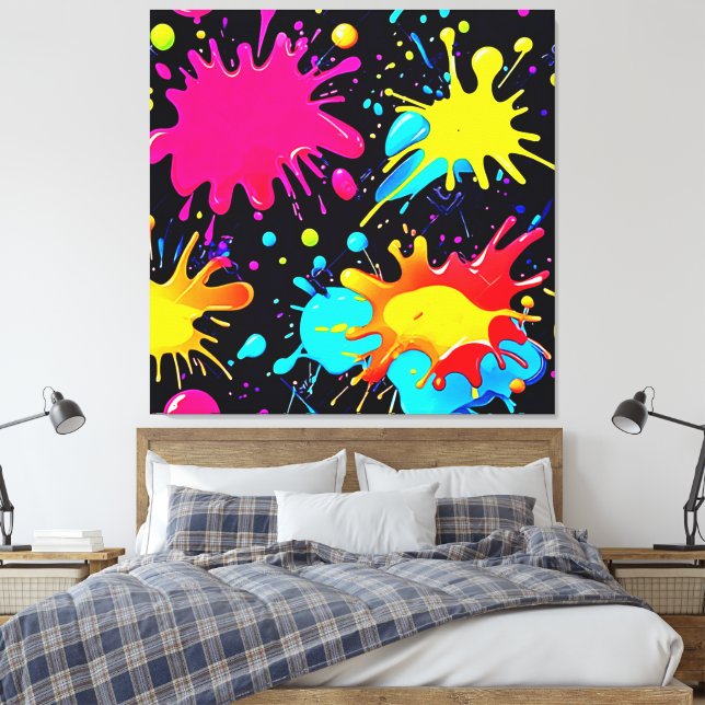 Toile Burst d'art vibrant à éclaboussures de peinture (Insitu(Chambre))