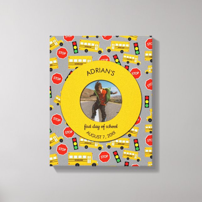 Toile Bus scolaire jaune Premier jour de l'école Photo p (Recto)