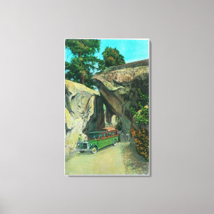Toile Bus touristique sous la roche de voûte sur la