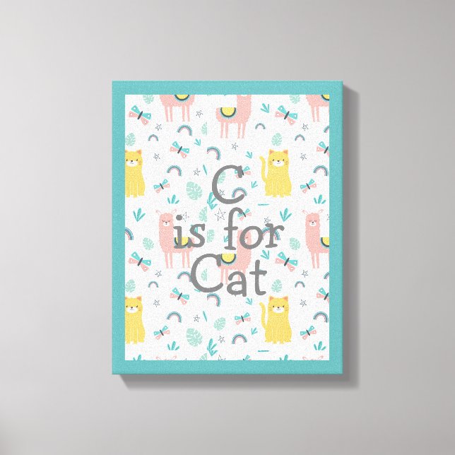 Toile C est pour chat vert Trim Boho Cute Alapaca Nurser (Recto)
