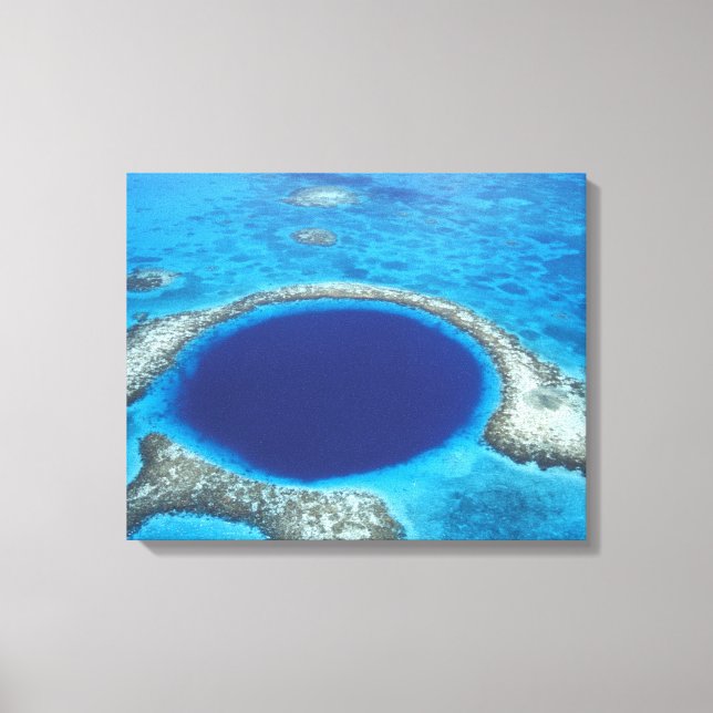Toile CA, Belize. Vue aérienne du Trou Bleu (diamètre (Recto)