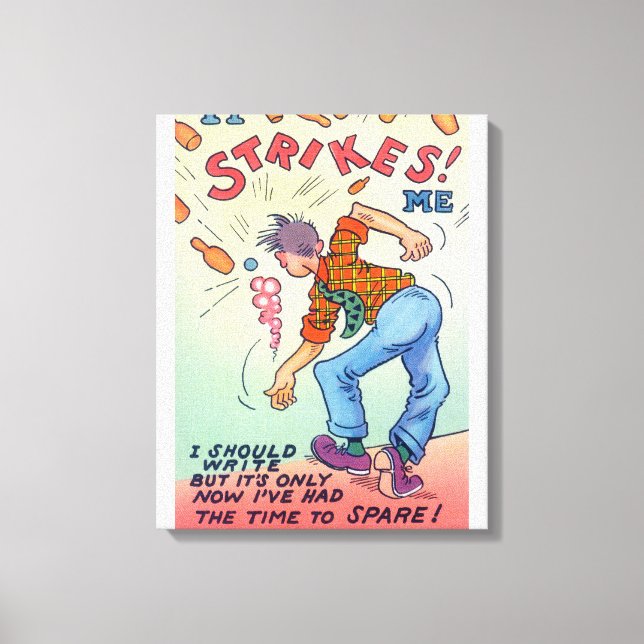 Toile Ça Me Frappe, Cartoon Man Bowling (Recto)