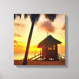 Toile Cabane de plage Golden Caribbean Sunset -Toile Tro