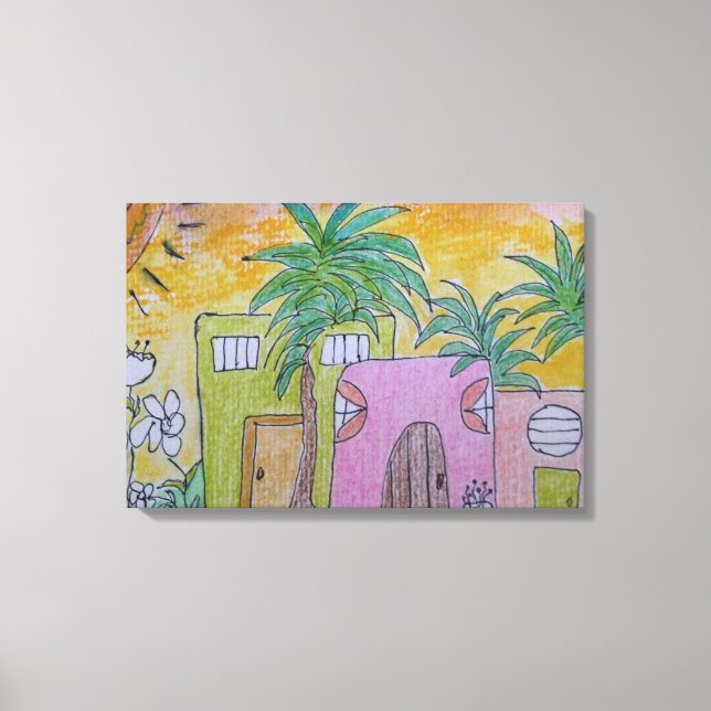 Toile Cabanes de Plage Cieux Dorés (Recto)