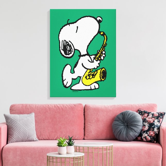 Toile cacahuètes | Lecteur Snoopy Saxophone (Insitu(Salon))