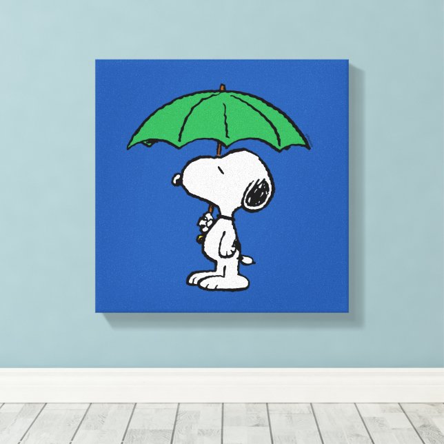 Toile cacahuètes | Parapluie vert Snoopy (Insitu (Plancher de Bois))