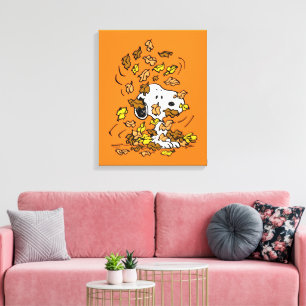 Toile cacahuètes   Snoopy Pile de Feuilles