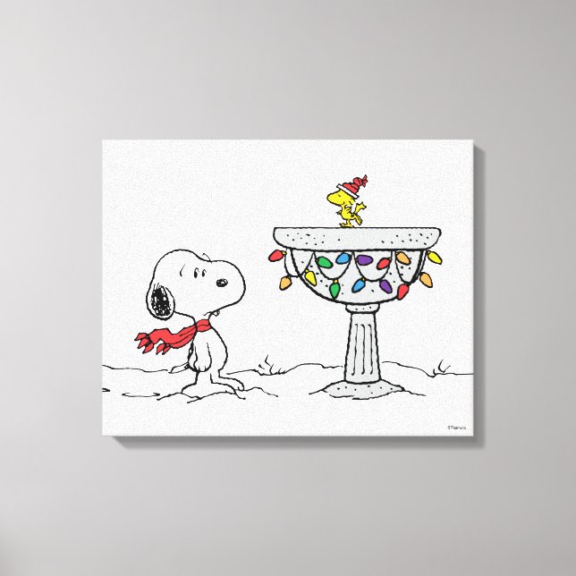 Toile cacahuètes | Snoopy & Woodstock Froid Birdbath (Recto)