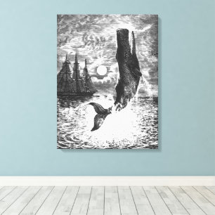 Toile Cachalot faisant une brèche, Animaux de la vie mar