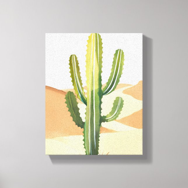 Toile Cactus du désert | Cactus verts à l'aquarelle (Recto)