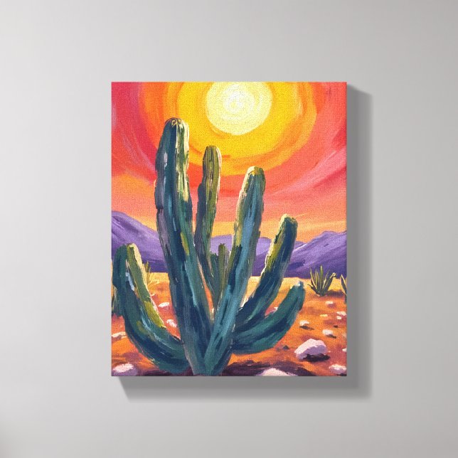 Toile Cactus du désert | Peinture de paysage de nature a (Recto)