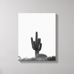 Toile Cactus Saguaro noir et blanc sur le sommet de la c