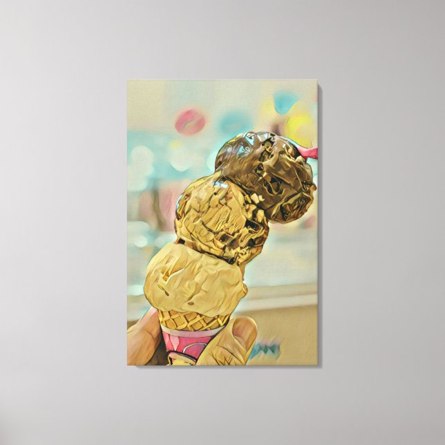 Toile Cadeau d'anniversaire de crème glacée (Recto)