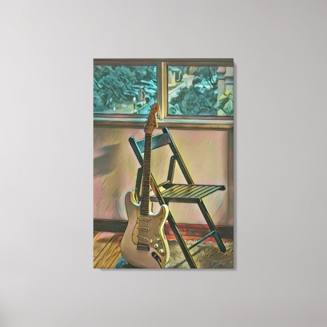 Toile cadeau d'anniversaire guitariste (Recto)