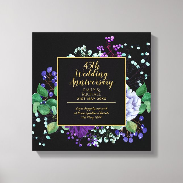 Toile Cadeau de 45e anniversaire de mariage Saphir Fleur (Recto)