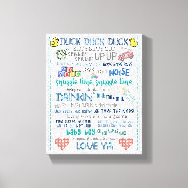 Toile Cadeau de bébé d'art de pépinière drôle de parodie (Recto)