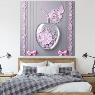 Toile Cadeau de mariage Fleurs roses et grises sur verre