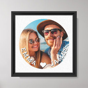 Toile Cadeau de photo de couple Cœur Noms Romantique Sou