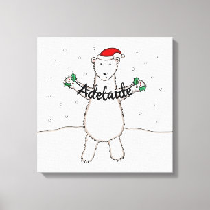 Toile Cadeau d'ours polaire de Noël personnalisé