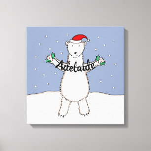 Toile Cadeau d'ours polaire de Noël personnalisé