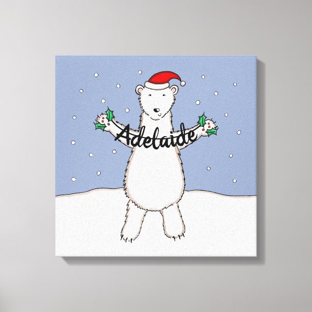 Toile Cadeau d'ours polaire de Noël personnalisé (Recto)