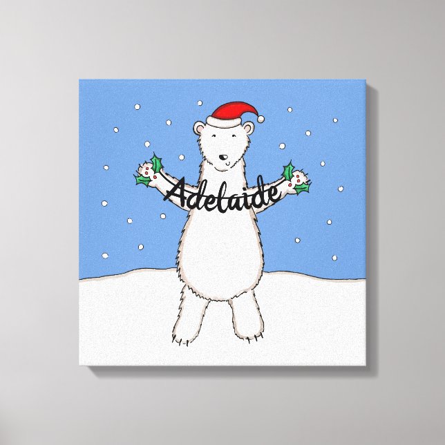 Toile Cadeau d'ours polaire de Noël personnalisé (Recto)