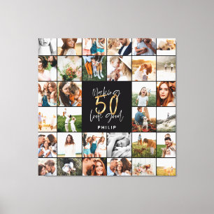 Toile Cadeau moderne 50e anniversaire multi photo script