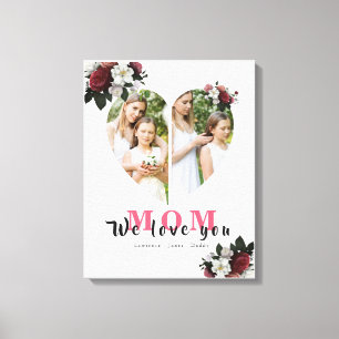 Toile Cadeau moderne en forme de coeur blanc pour la fêt